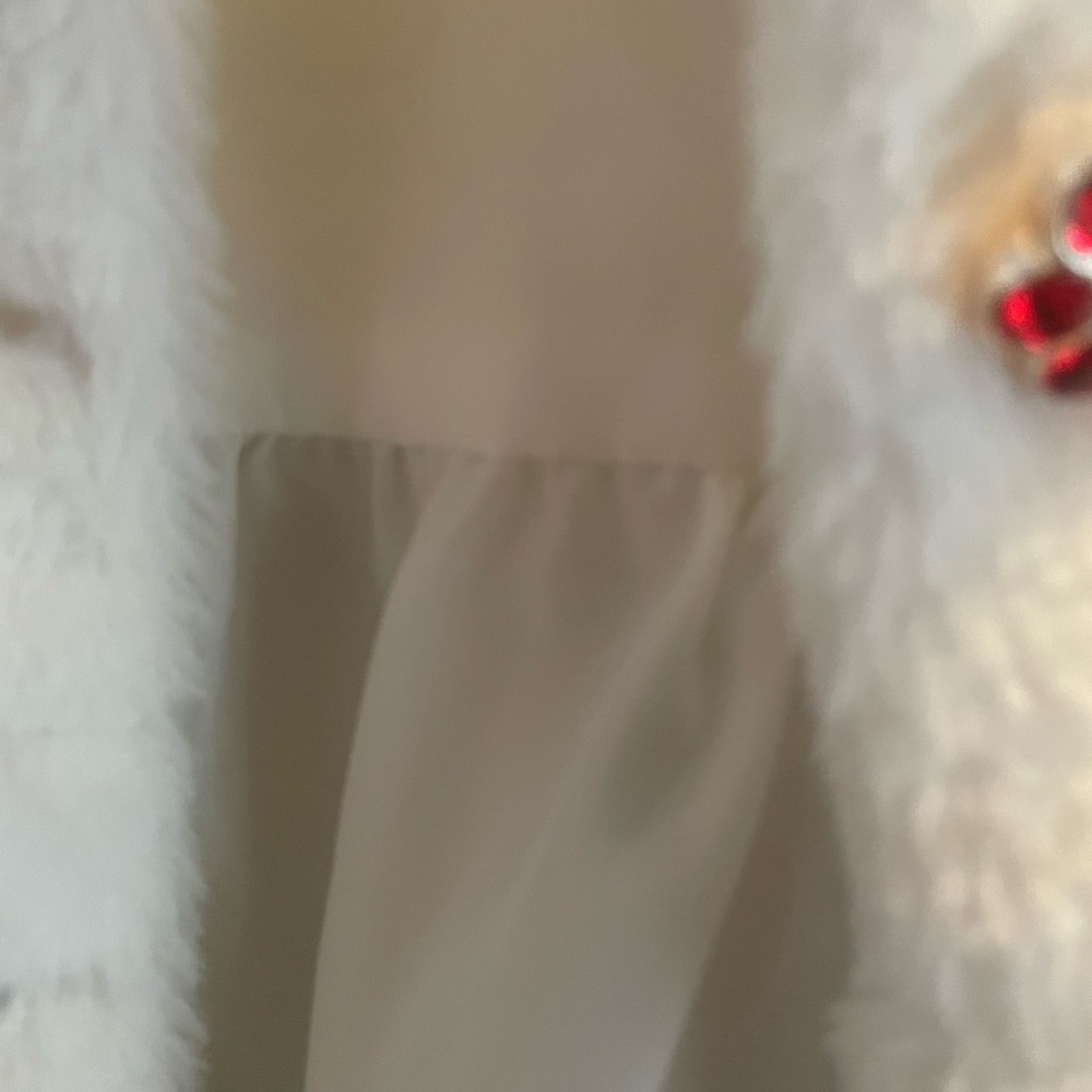 Blueberi Boulevard White Fuzzy Coat with Red Accents - Picture 10 of 13